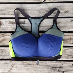 Victoria's Secret Sport Incredible 36DDD Sport's Bra Blue Green Yellow
